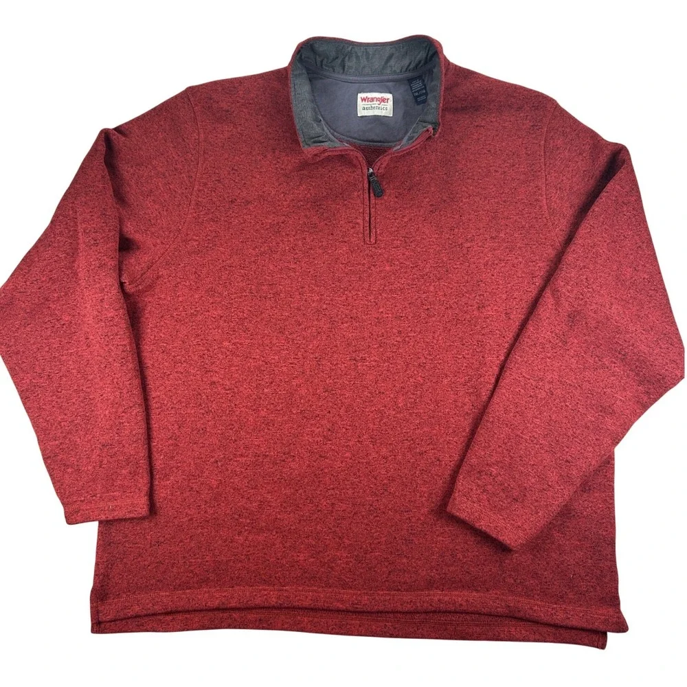 Wrangler Authentics Quarter Zip Pullover‎ Mens 2XL Zinfandel Heather Rugged
